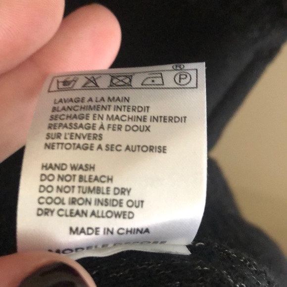 Maje Black V-Neck Cinched Waist Metallic Sweater Dress - Picture 7 of 9